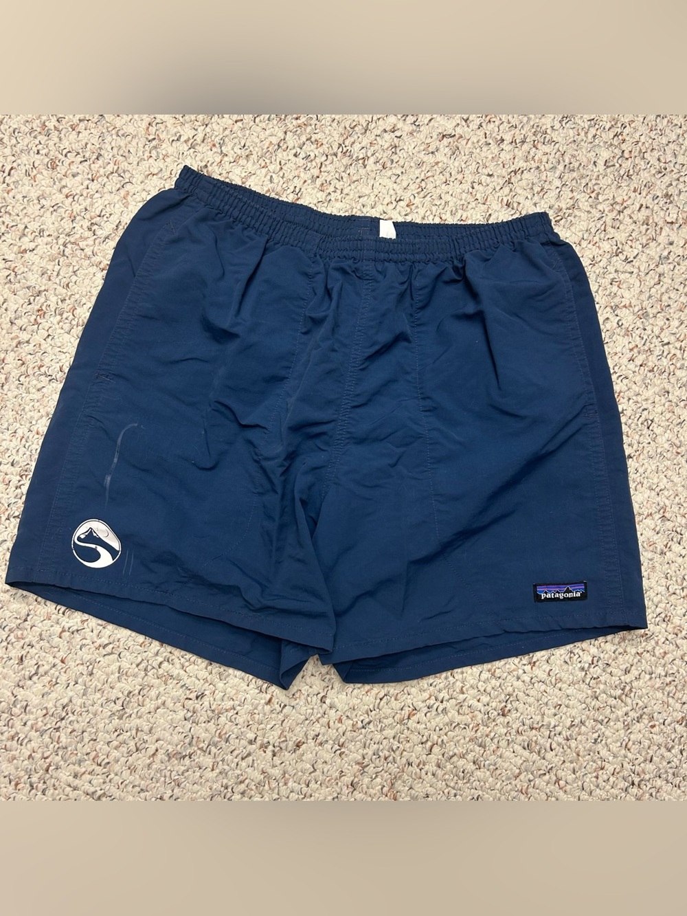 Navy Patagonia Baggies Shorts 5 Size Medium Lined Nylon Drawstring Logo Outdoor